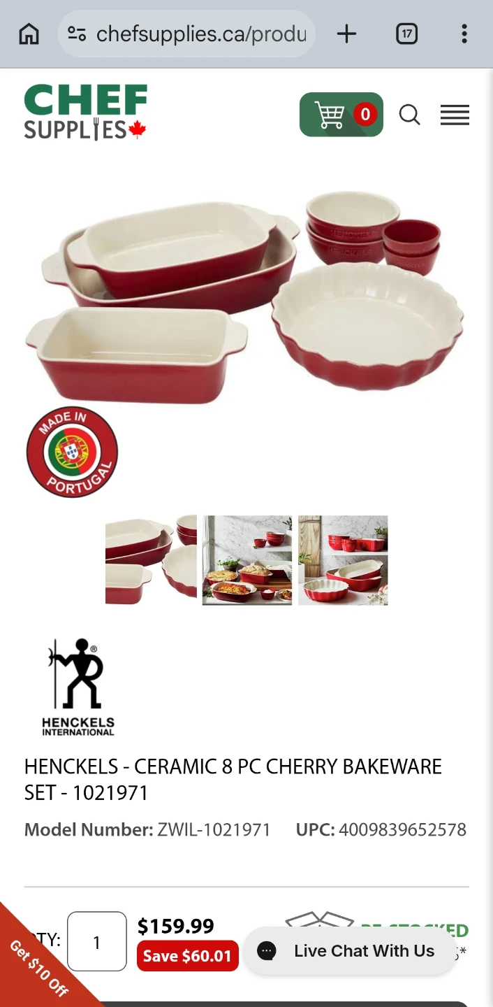 HENCKELS 8 Pieces Ceramic Bakeware