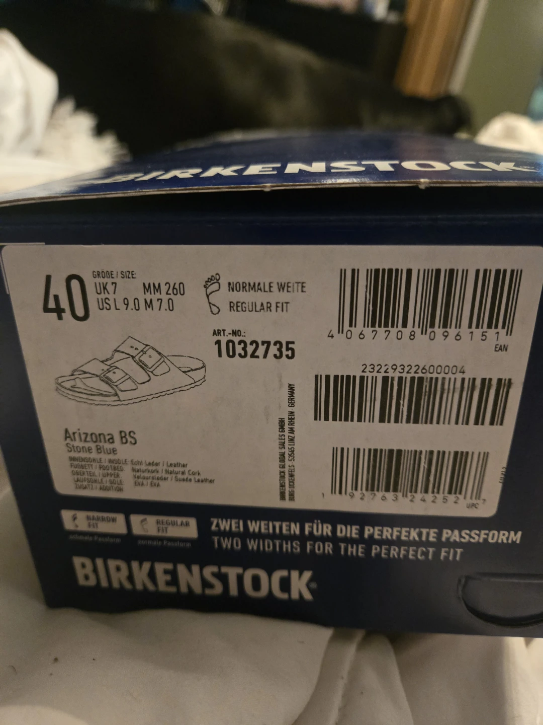 Birkenstock Arizona BS Stone Blue Sandals Size 40
