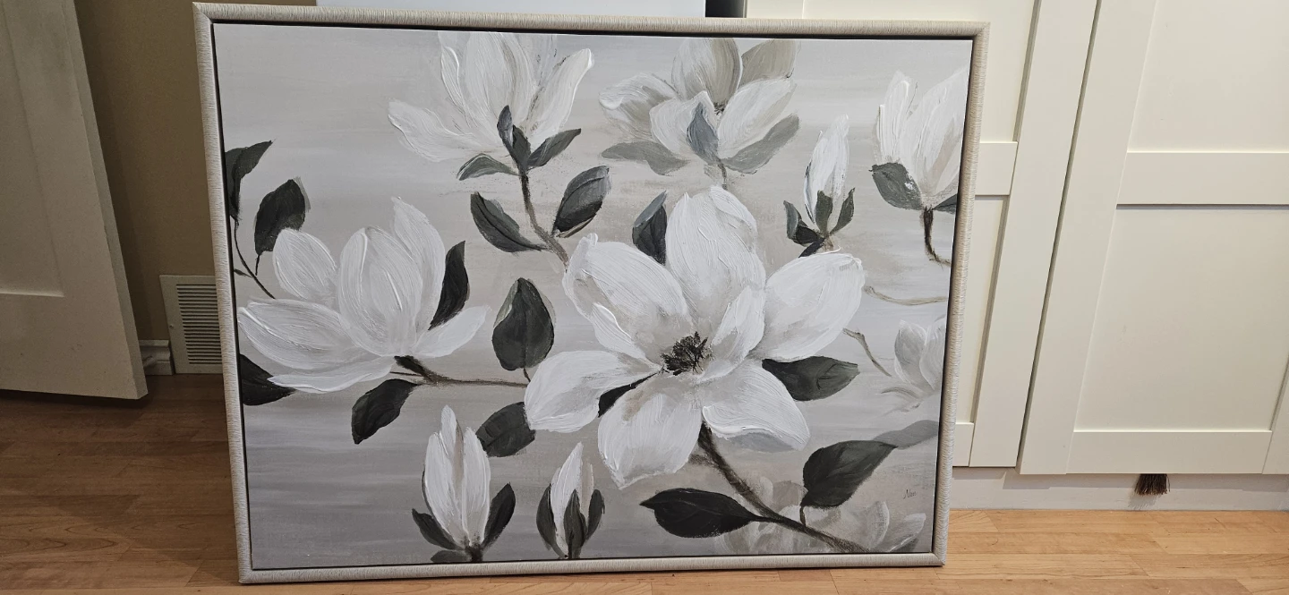Framed Wall Art - White Magnolia Flowers