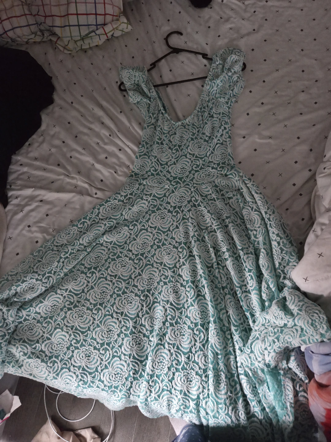 Mint Green Floral Lace Dress