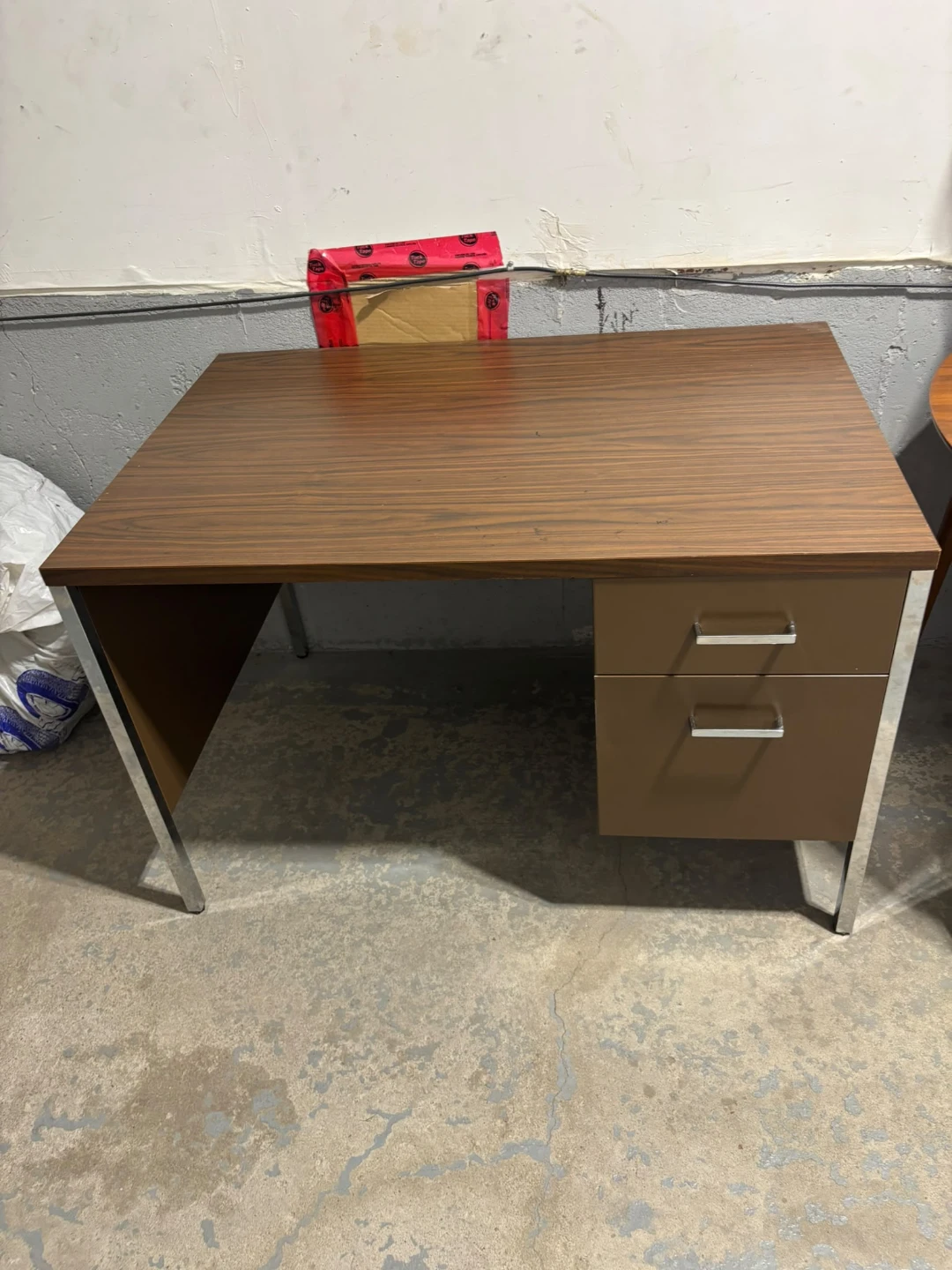 Vintage Wood Grain Desk with Two Drawers - photo 2