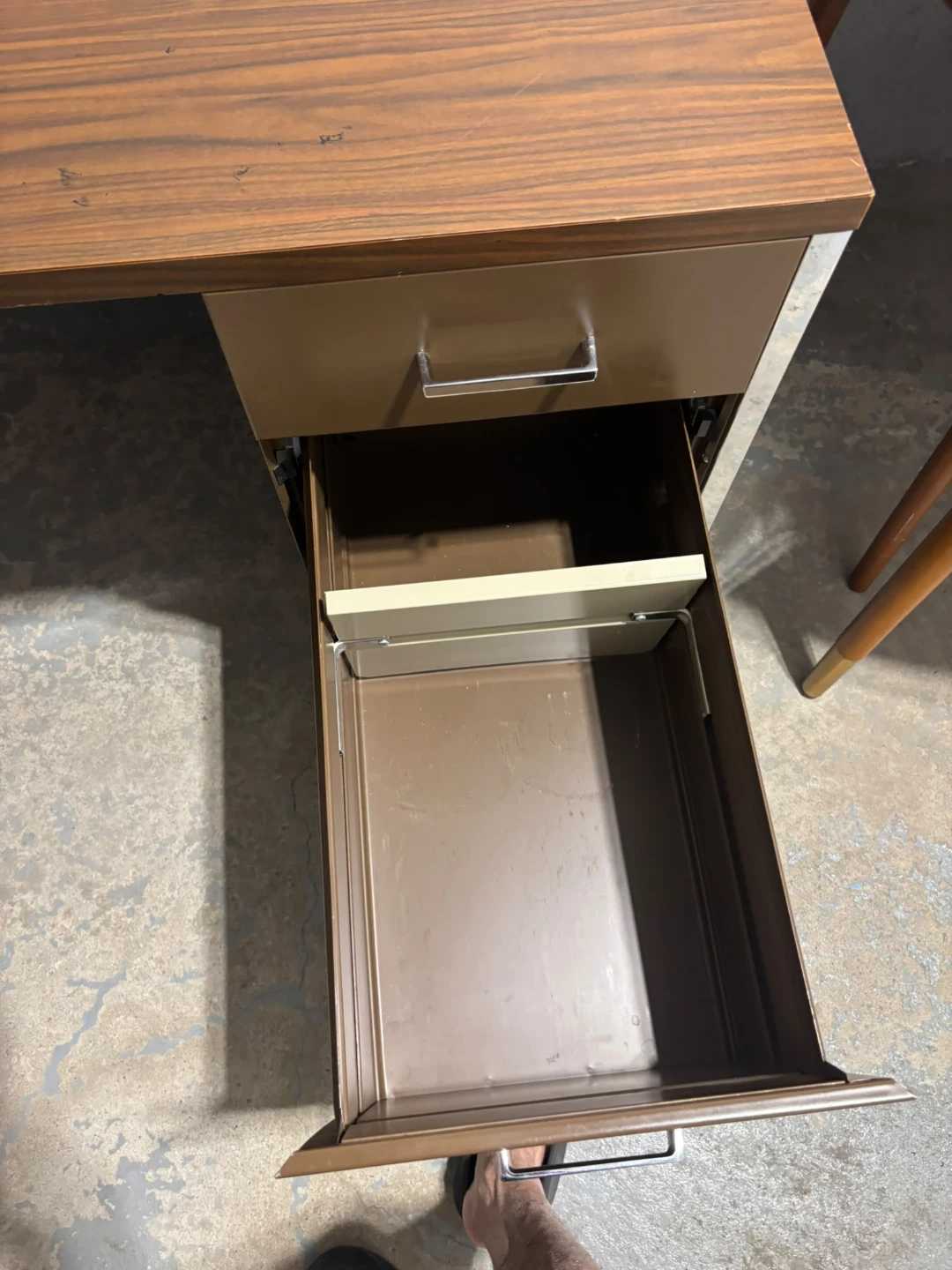 Vintage Wood Grain Desk with Two Drawers - photo 4