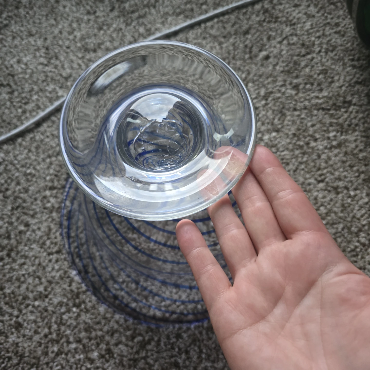Blue Swirl Glass Pedestal Bowl - photo 2