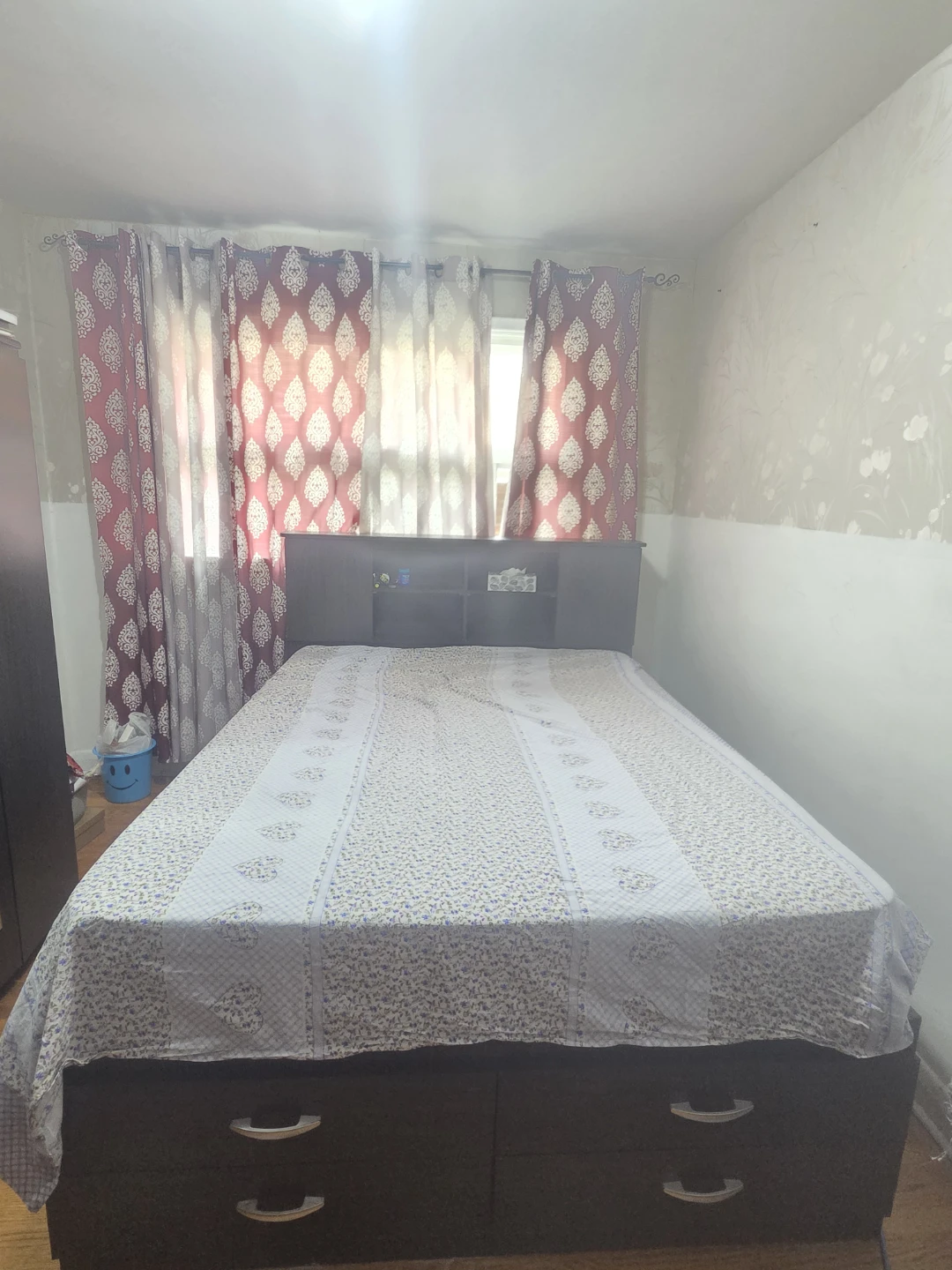 Dark Wood Headboard with Shelves - photo 4