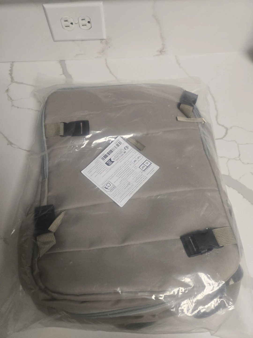Beige Backpack with Laptop Compartment - photo 3