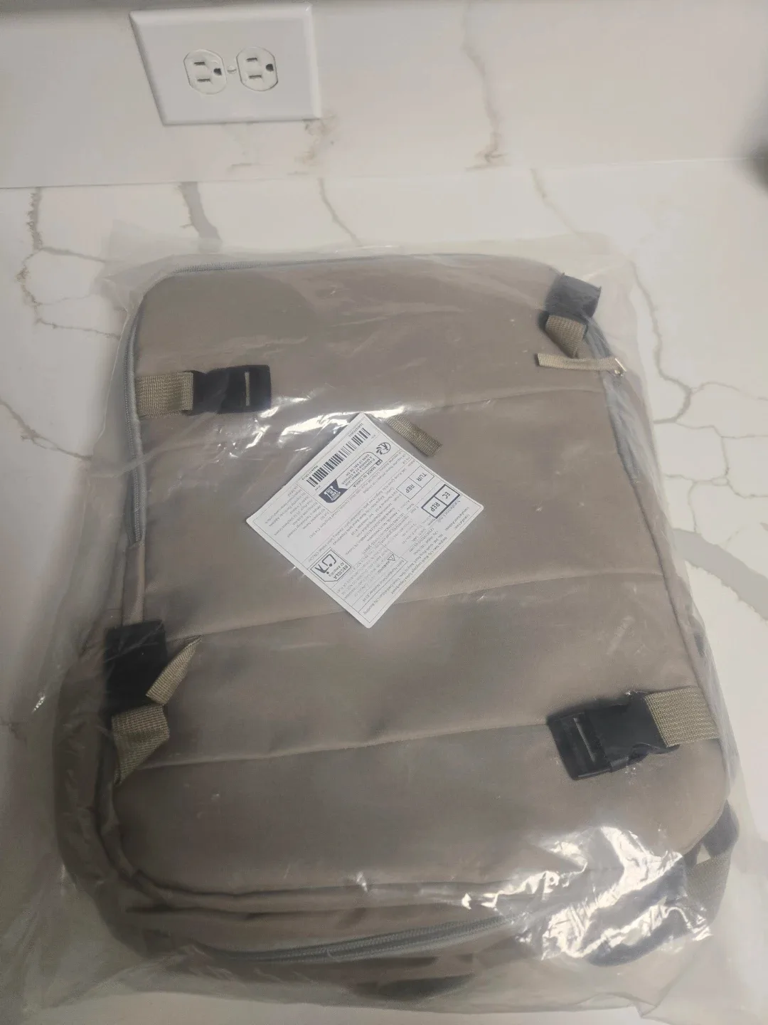 Beige Backpack with Laptop Compartment - photo 3