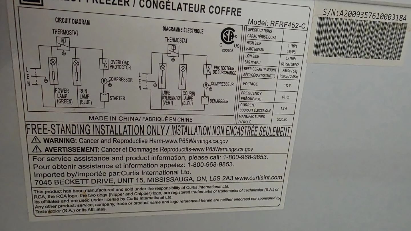 RCA Chest Freezer RFRF452-C - photo 5