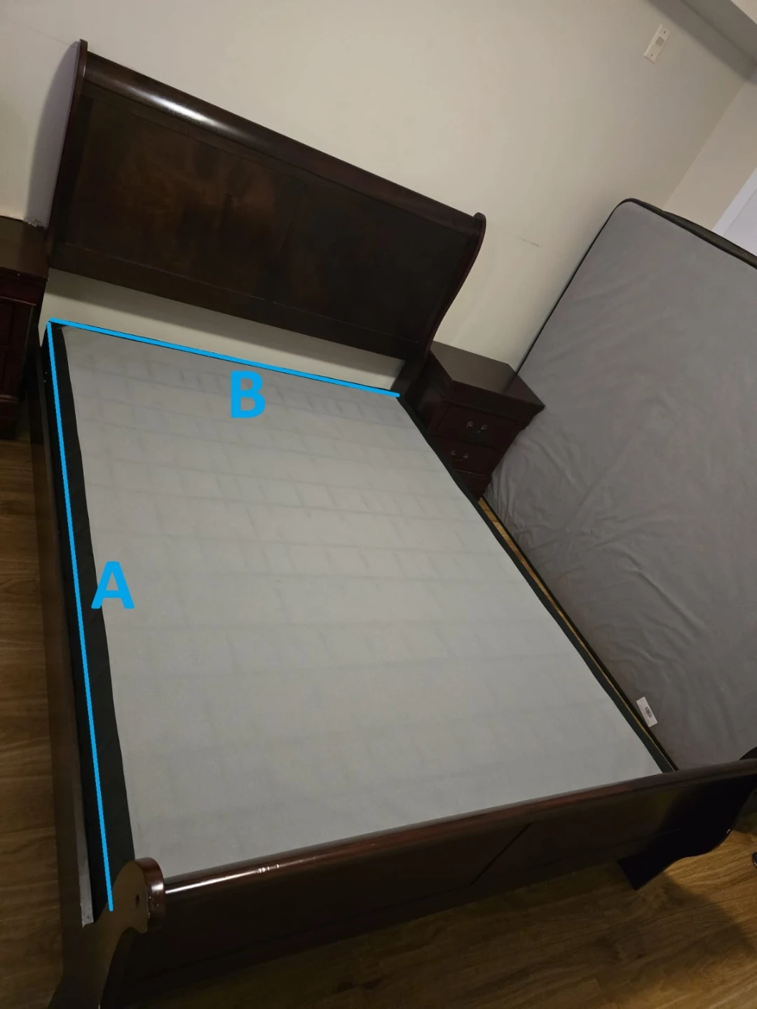 Queen bed, side tables and Matress with box - photo 3