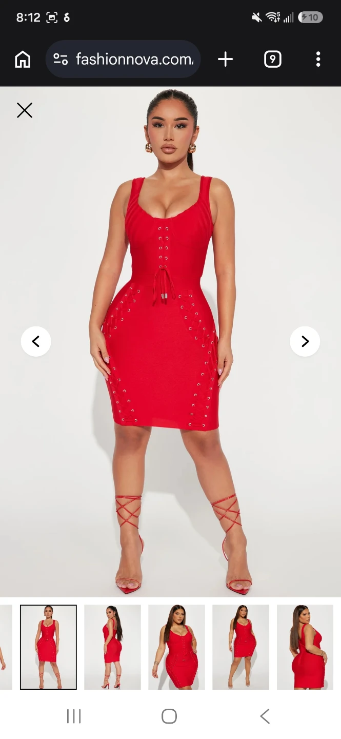 Fashion Nova Red Lace-Up Bandage Dress