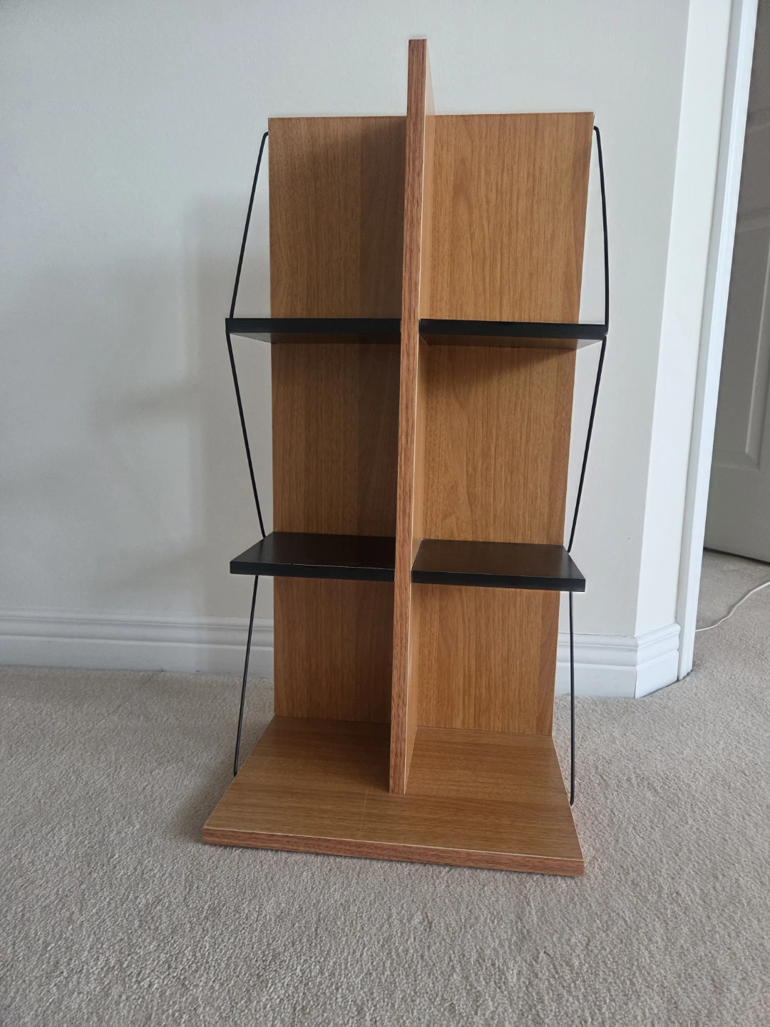 Wood and Black Metal Display Shelf