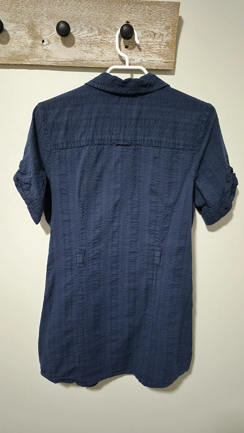 Blue Textured Button-Up Shirt - photo 2