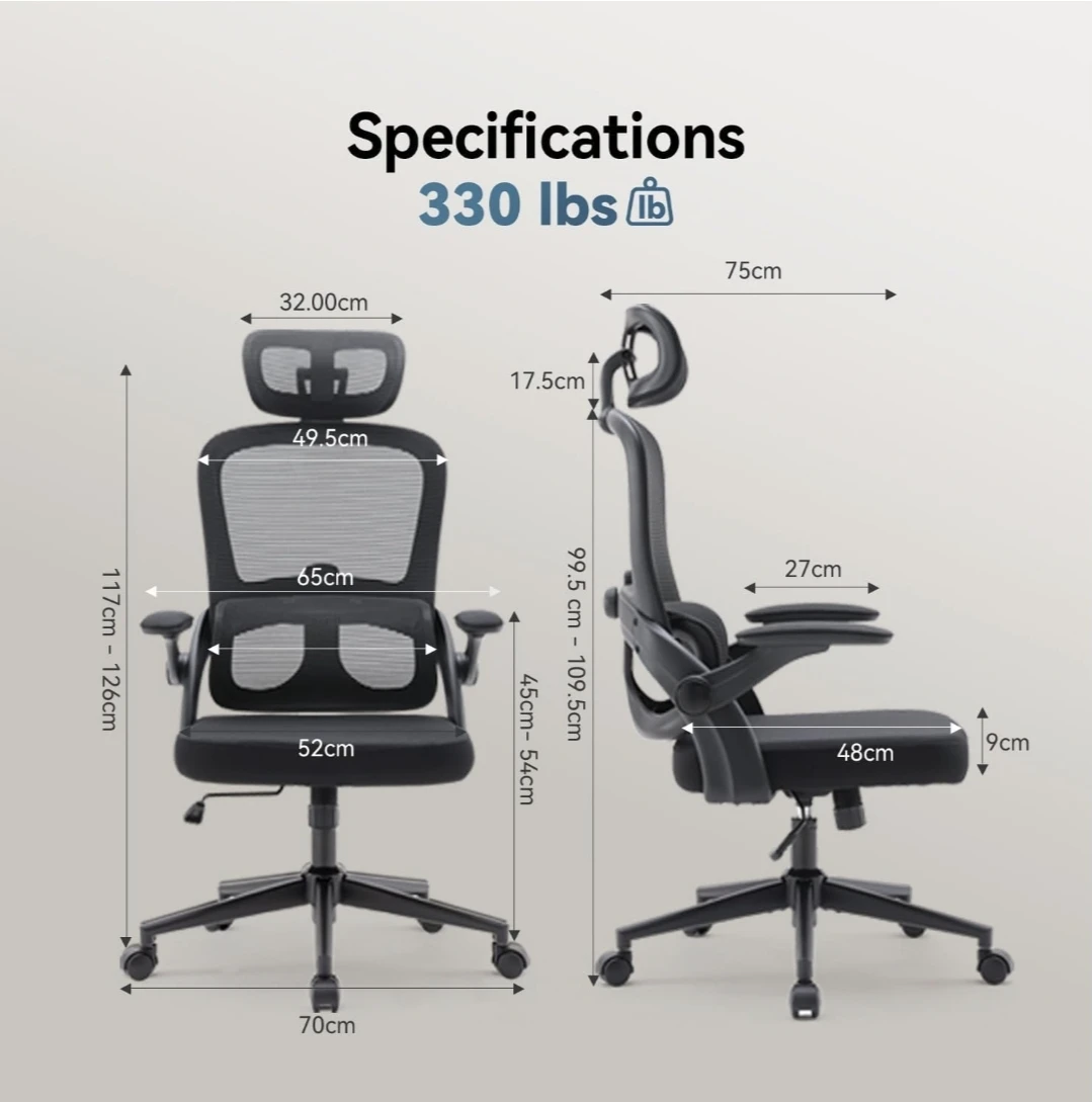Black Ergonomic Mesh Office Chair with Headrest - photo 2