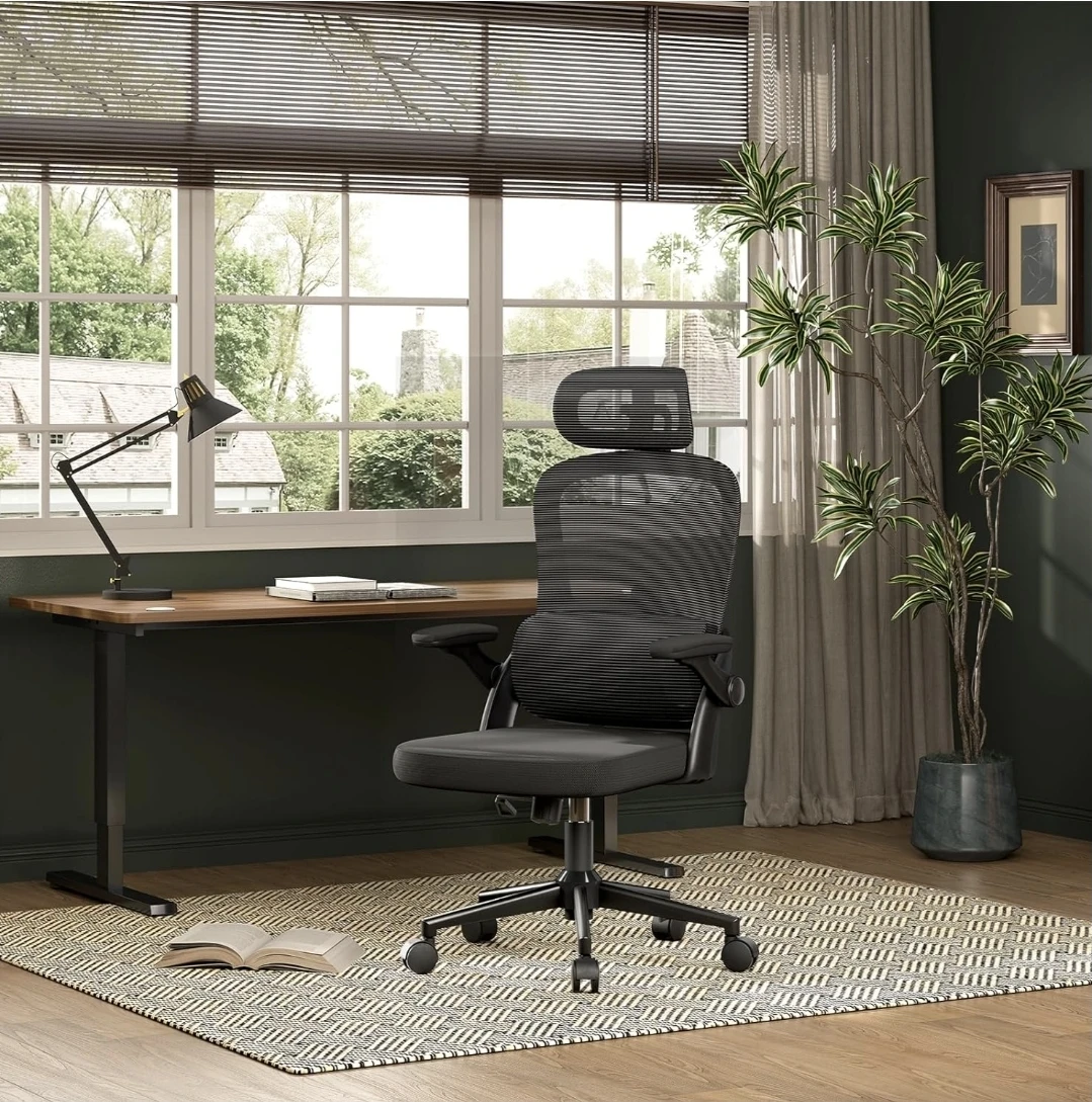 Black Ergonomic Mesh Office Chair with Headrest - photo 5