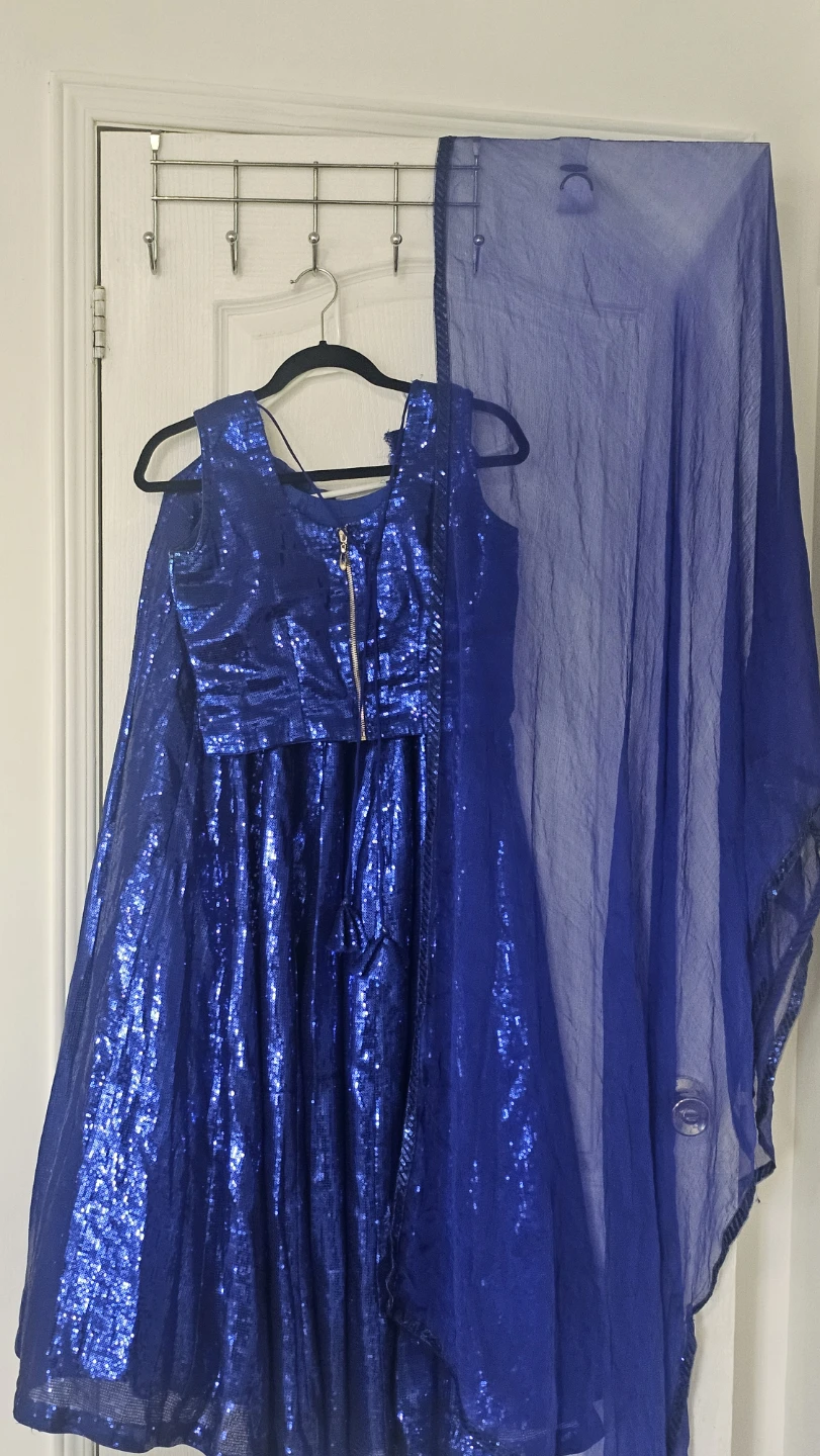 Royal Blue Sequin Lehenga Choli with Dupatta - photo 2