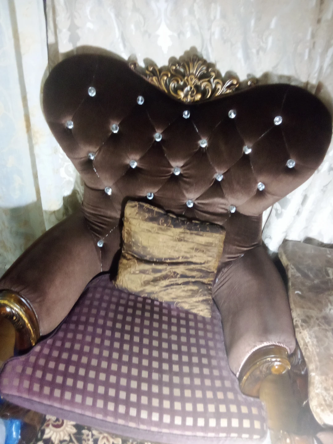 3 Velvet 3 Tufted Sofas with Crystal Accents