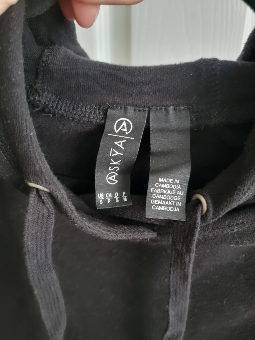 ASKYA Cropped Hoodie with Striped Sleeves - Black - Small - photo 2