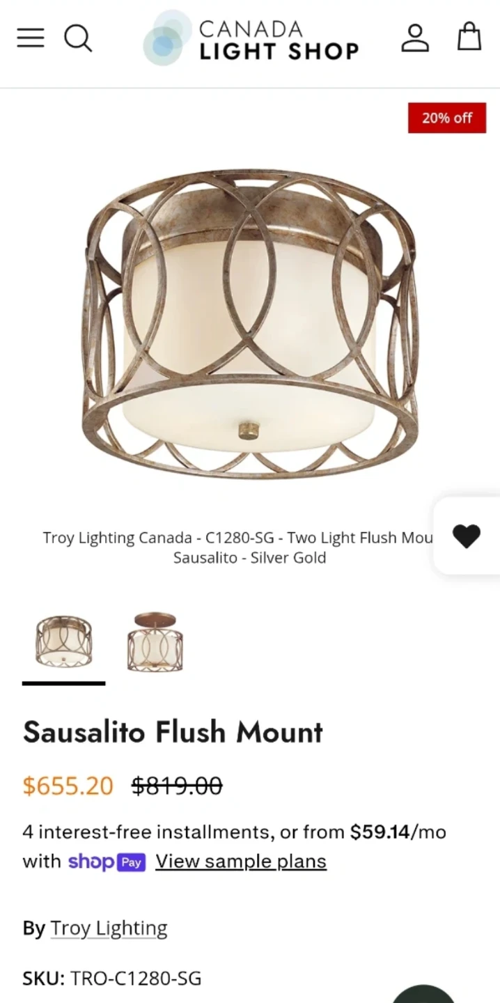 Troy Lighting Sausalito Flush Mount Light Fixture - Silver Gold - photo 2