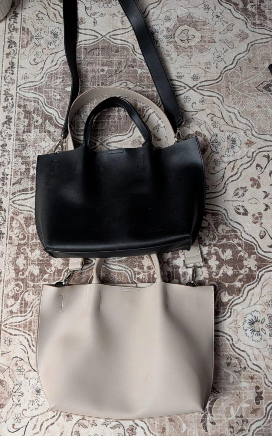 Black and Beige Tote midsized  Bags