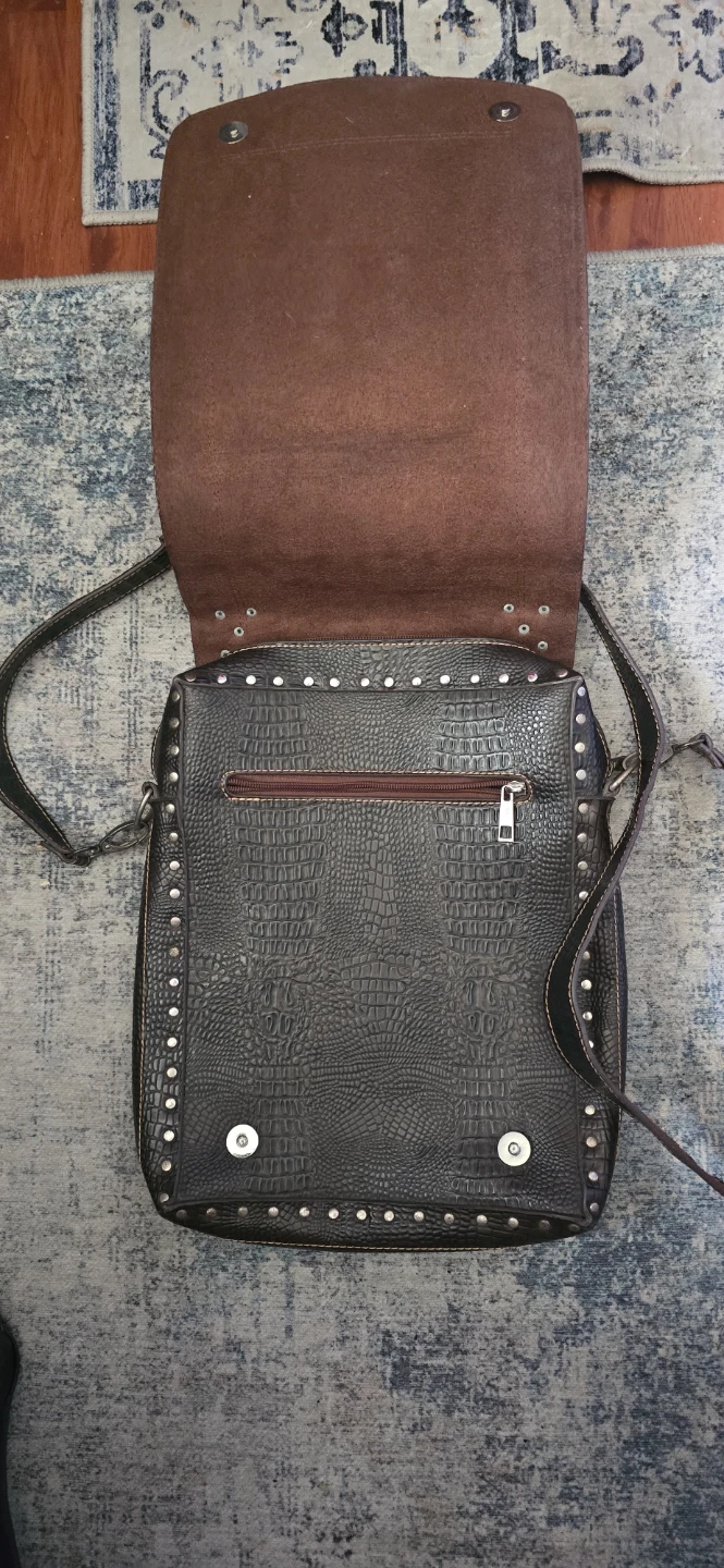 Brown Faux Crocodile Embossed Shoulder Bag - photo 2