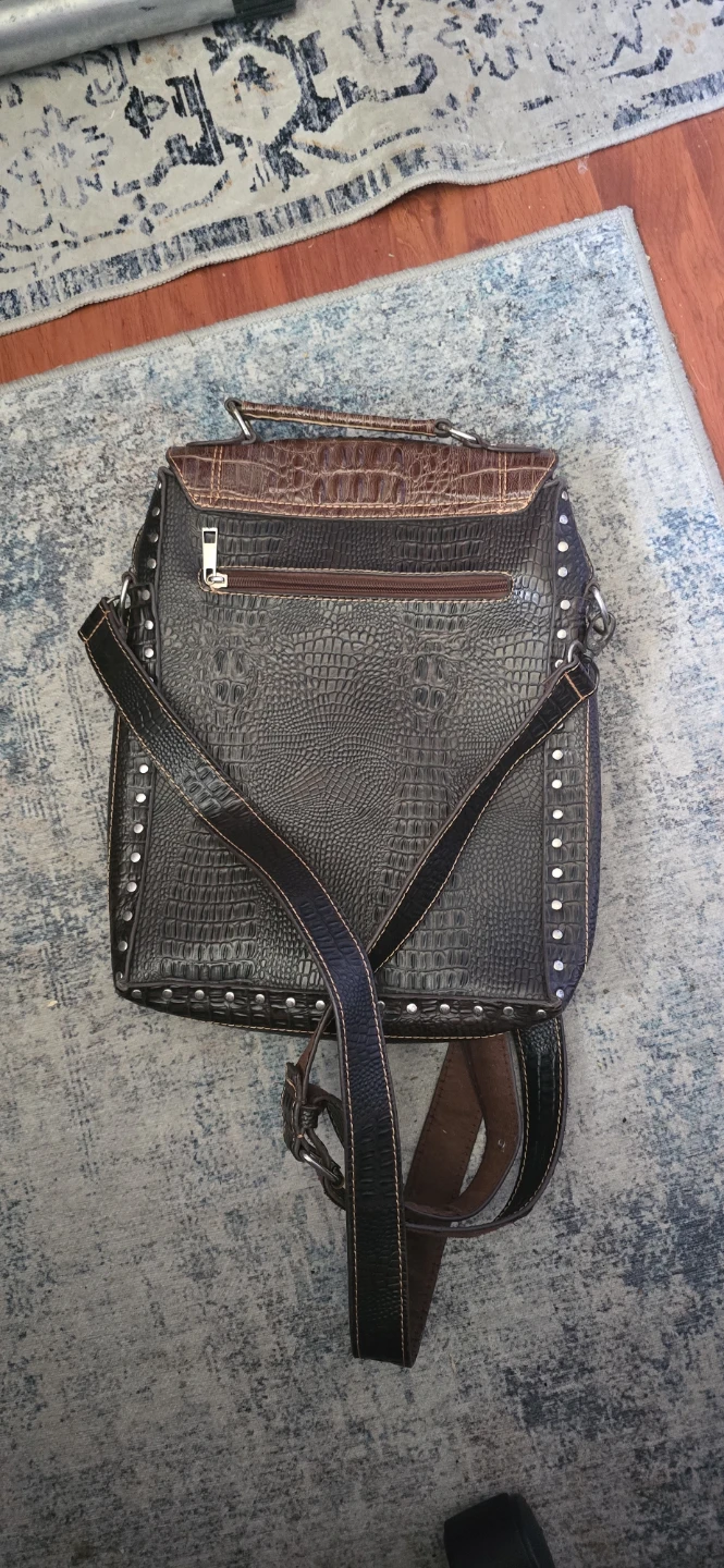 Brown Faux Crocodile Embossed Shoulder Bag - photo 3