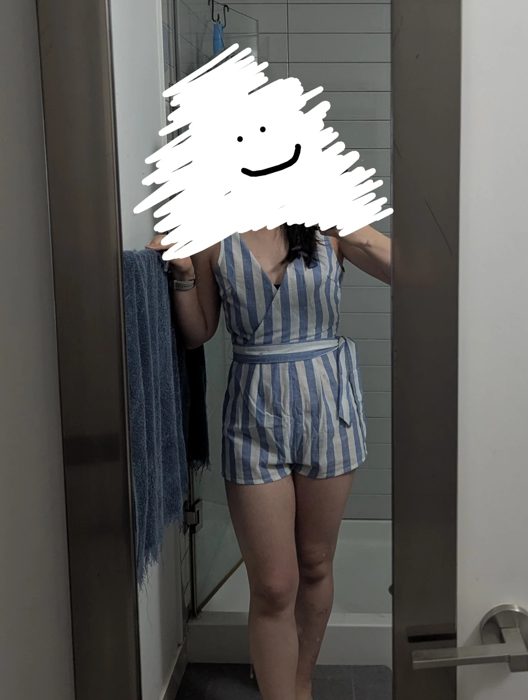 Blue and White Striped Romper - Size M - photo 3