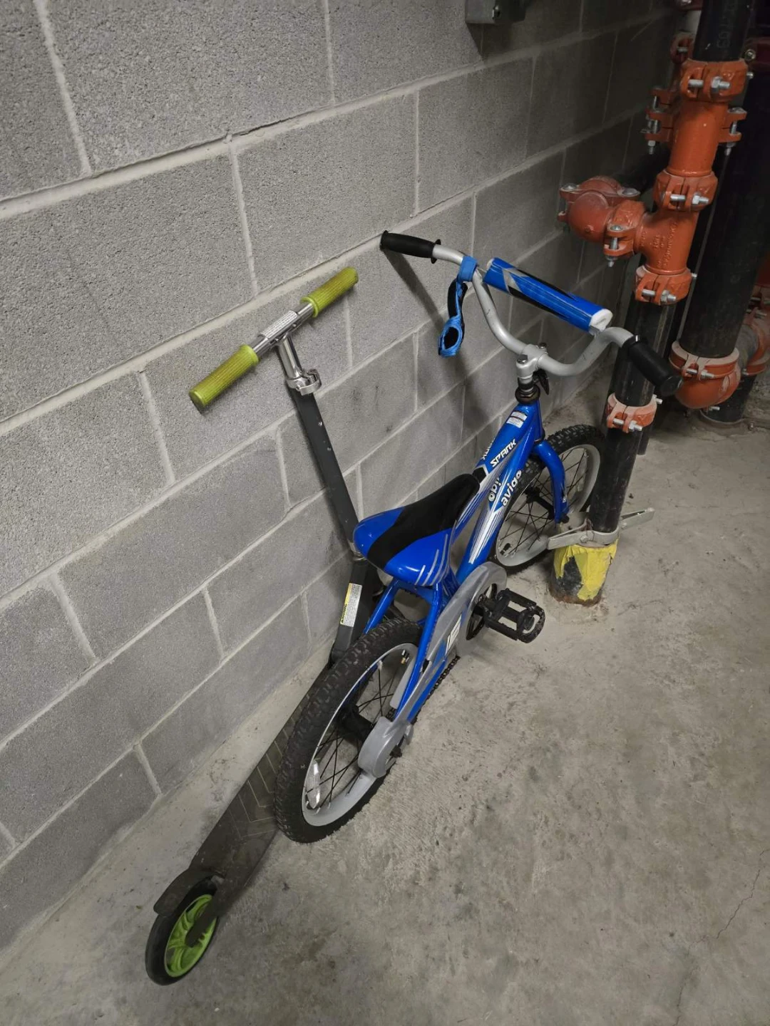 Blue Kids Bike and scooter selling together