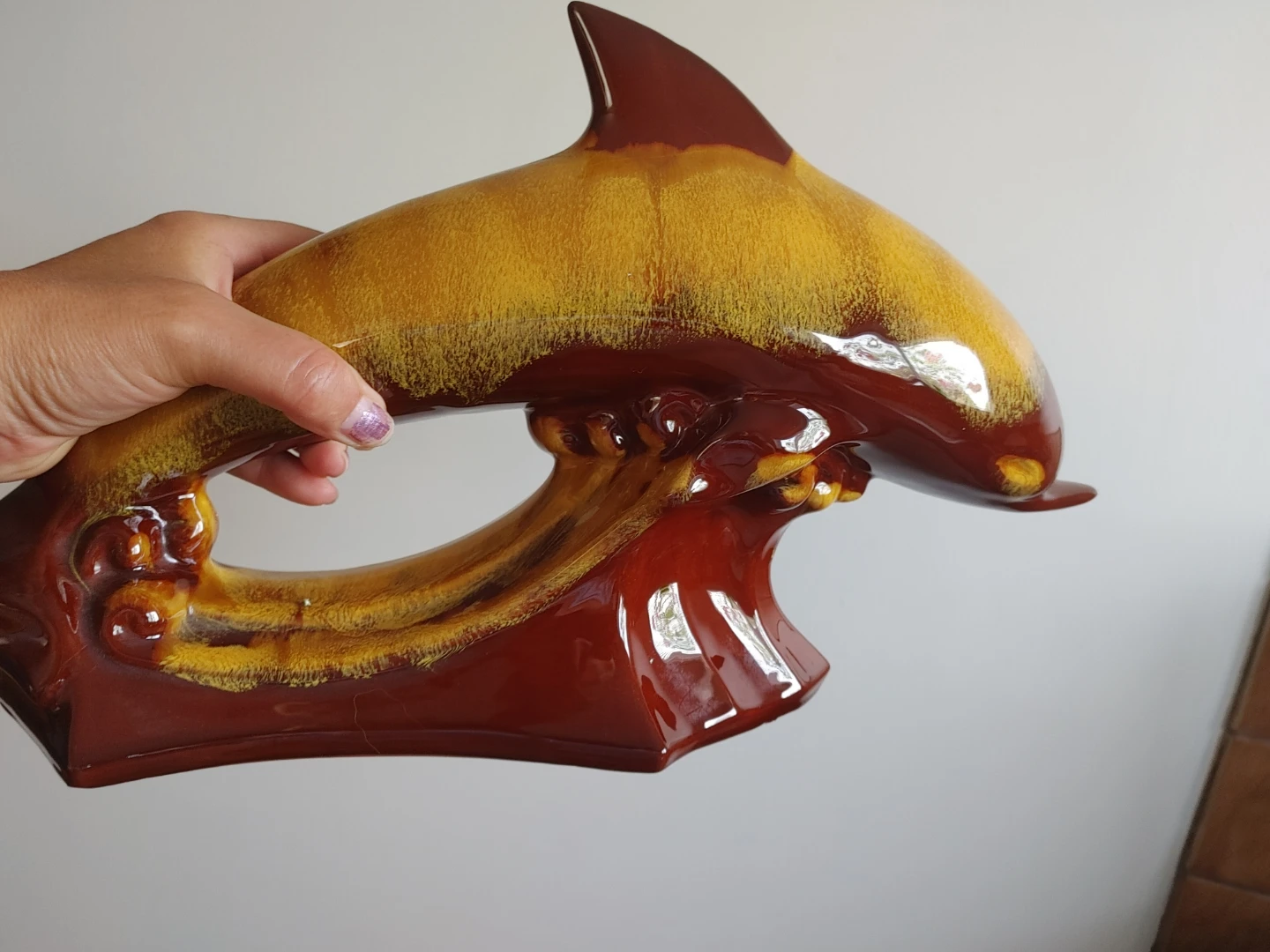 Ceramic Dolphin Wave Figurine - photo 4