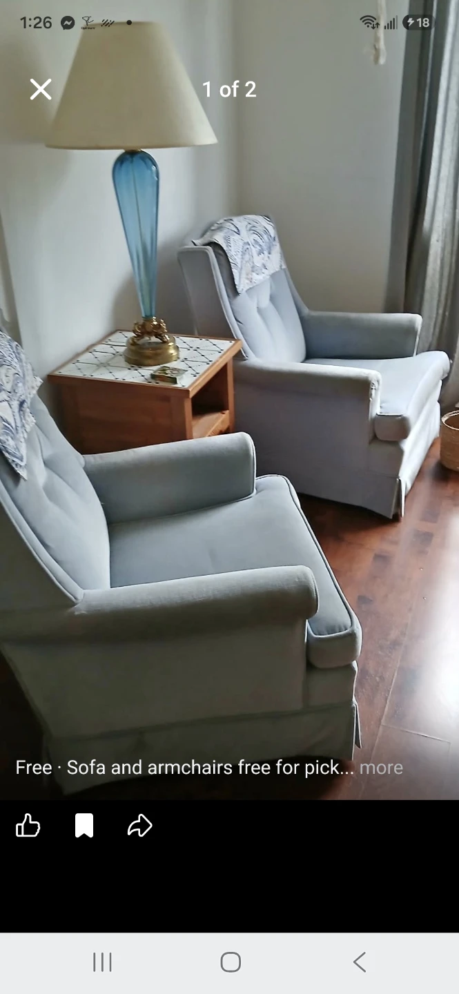 Pair of Light Blue Armchairs - photo 2