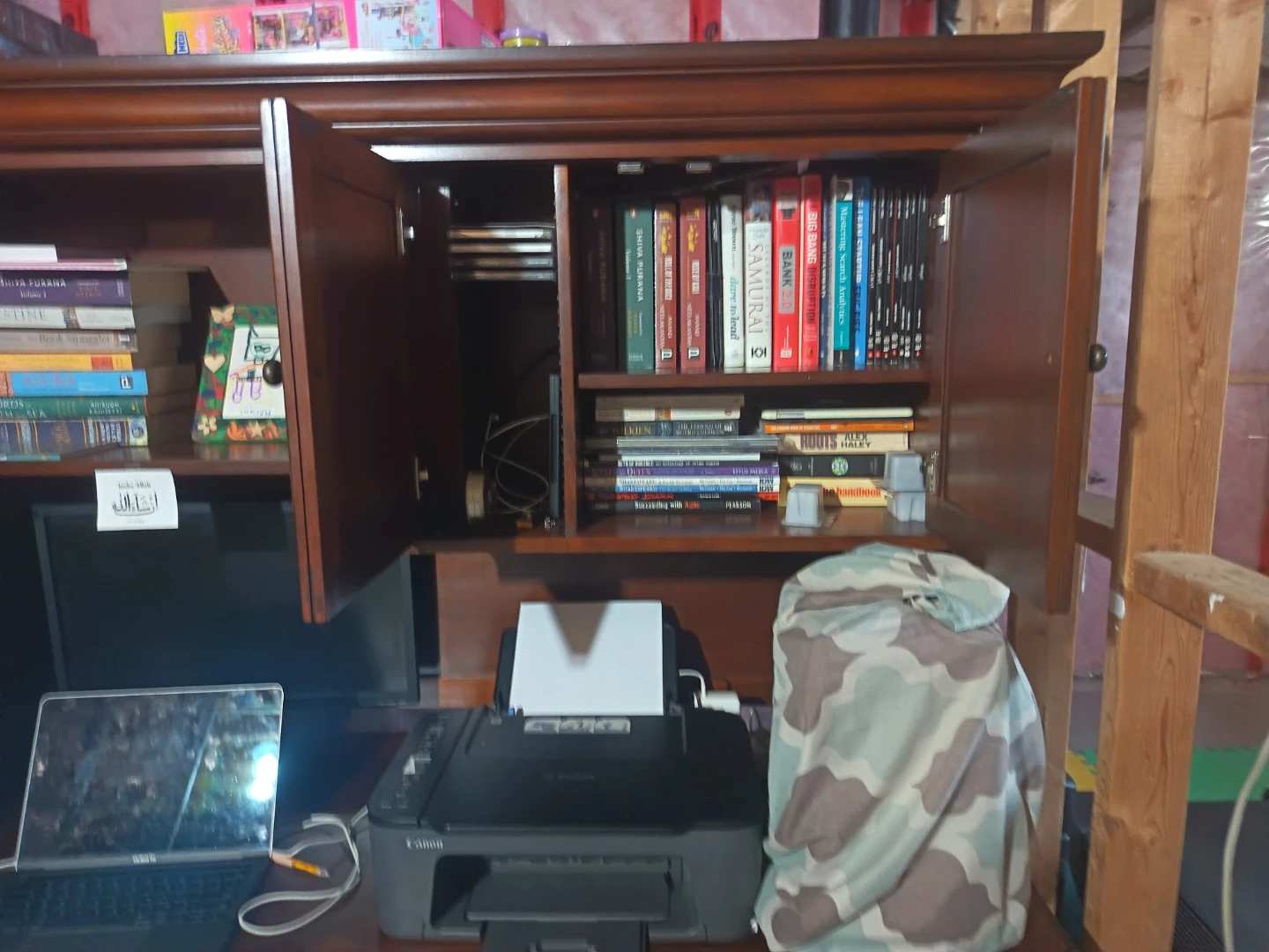 Wooden Desk with Hutch and Storage - photo 2
