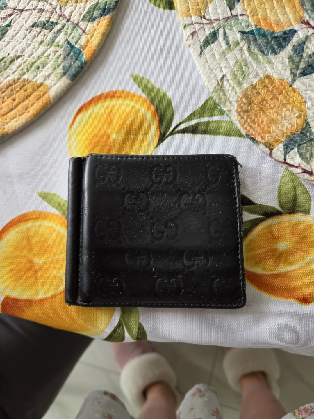 Gucci Black Leather Money Clip Wallet