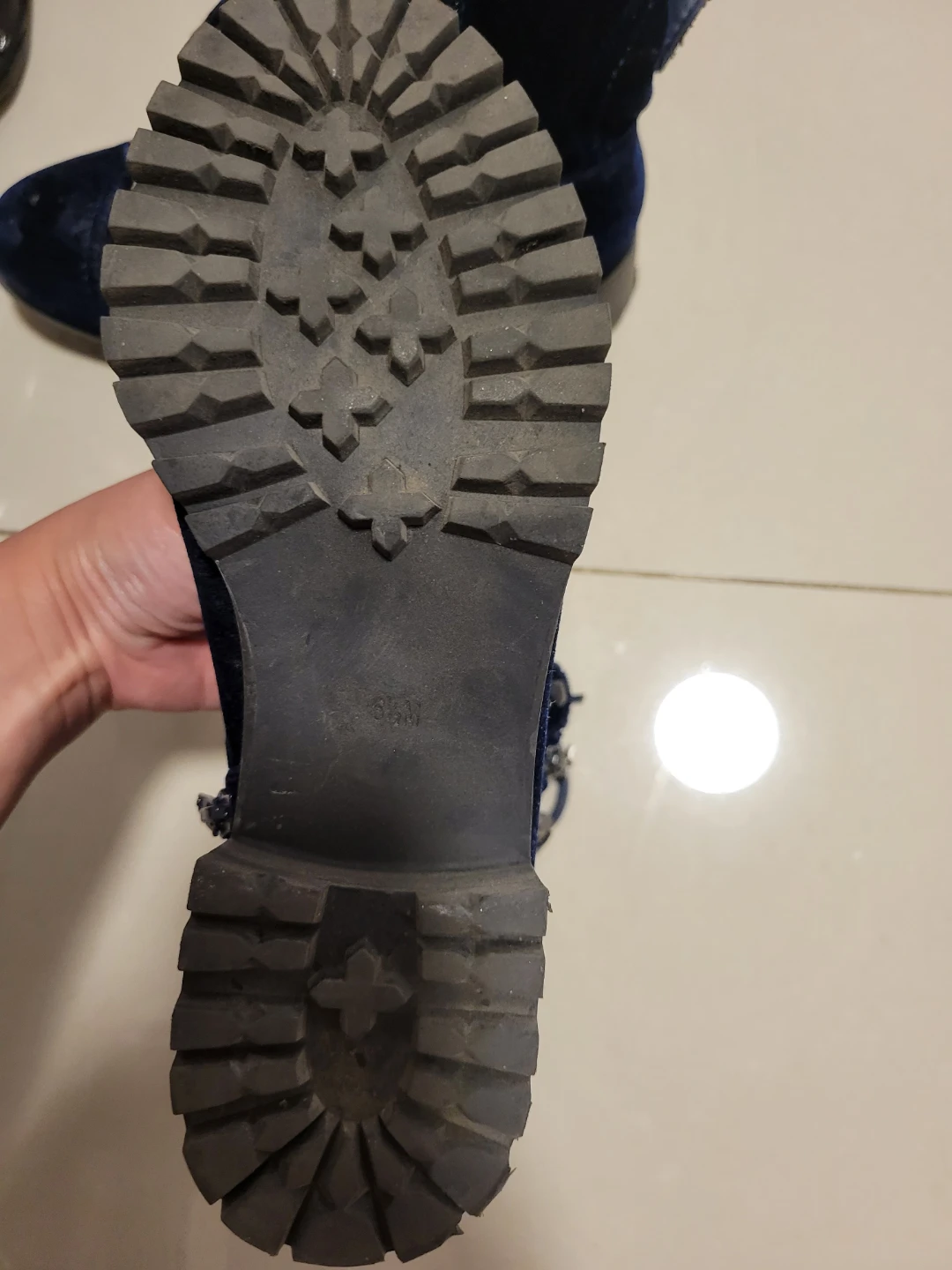 Blue Velvet Combat Boots - photo 3