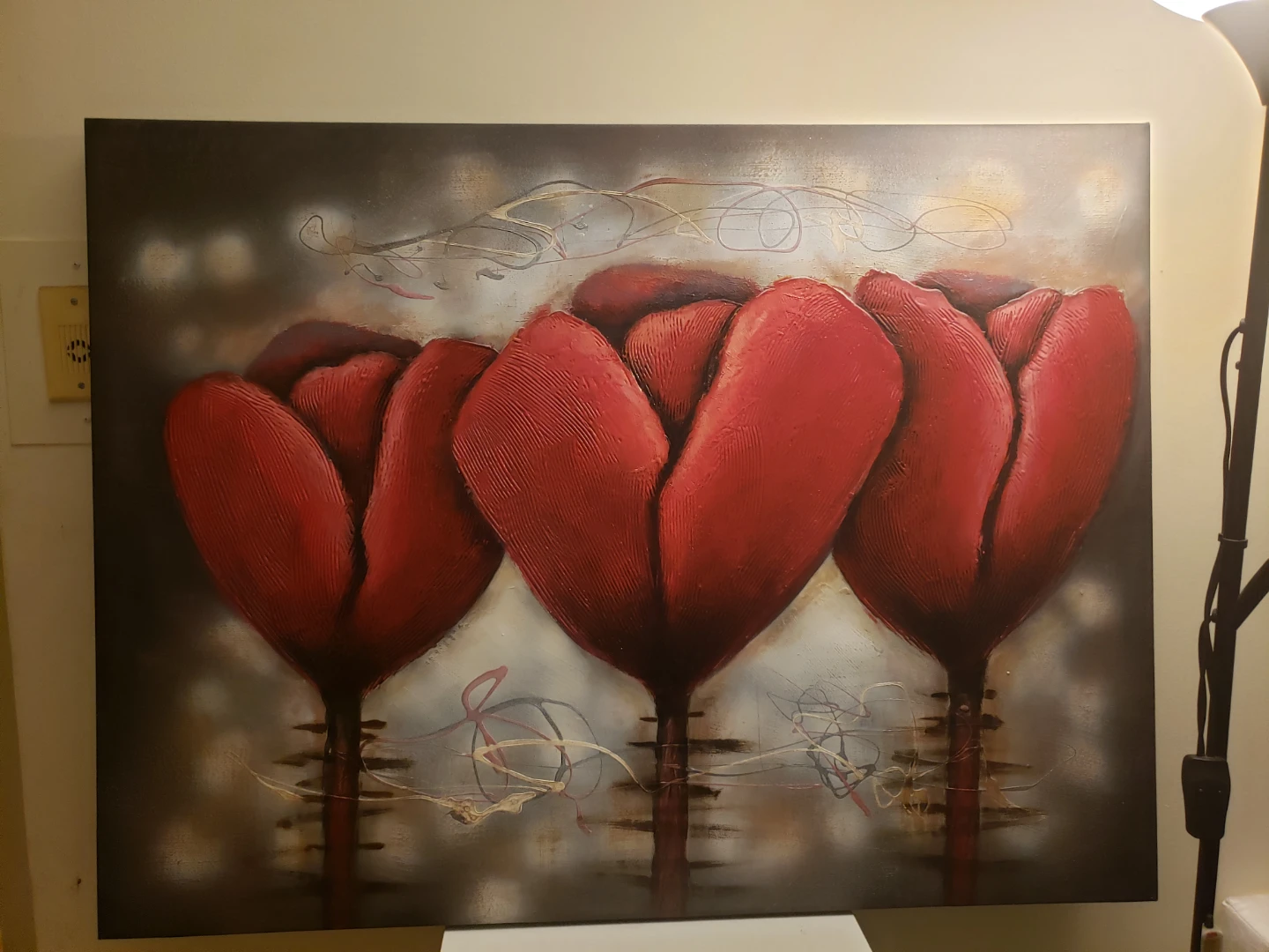 Textured Canvas Art - Red Tulips