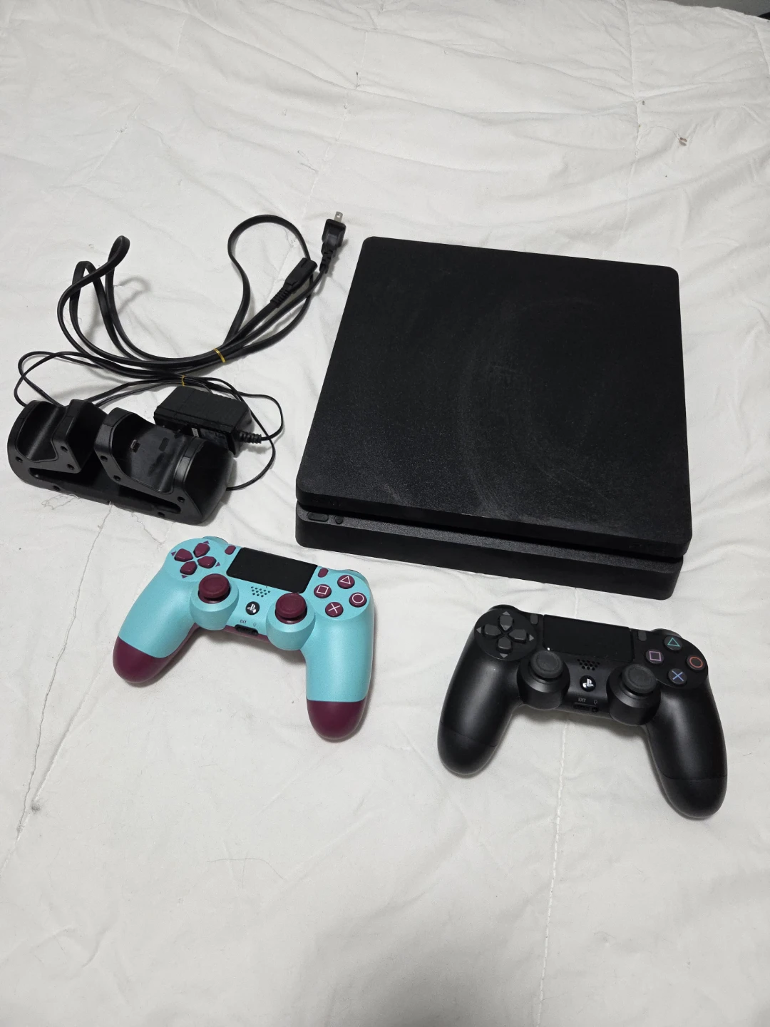 PlayStation 4 Slim Console with 2 Controllers and Charging Dock