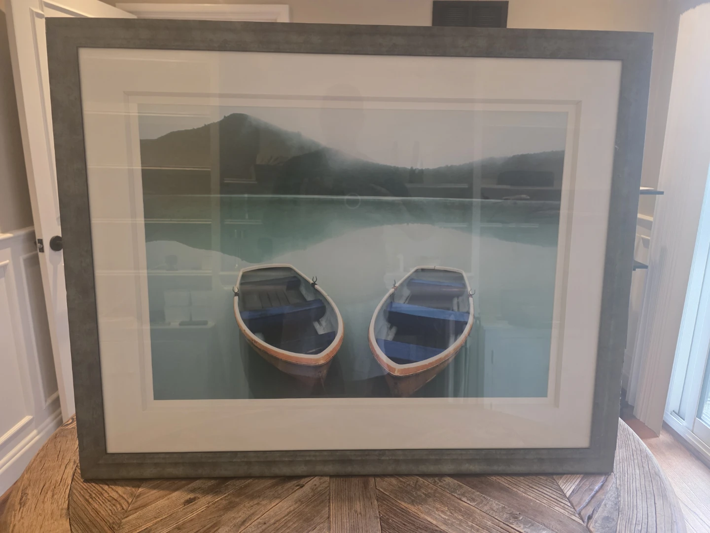 Large Framed Lake Landscape Artwork