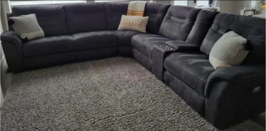 Dark Grey Sectional Sofa with Reclining Seats