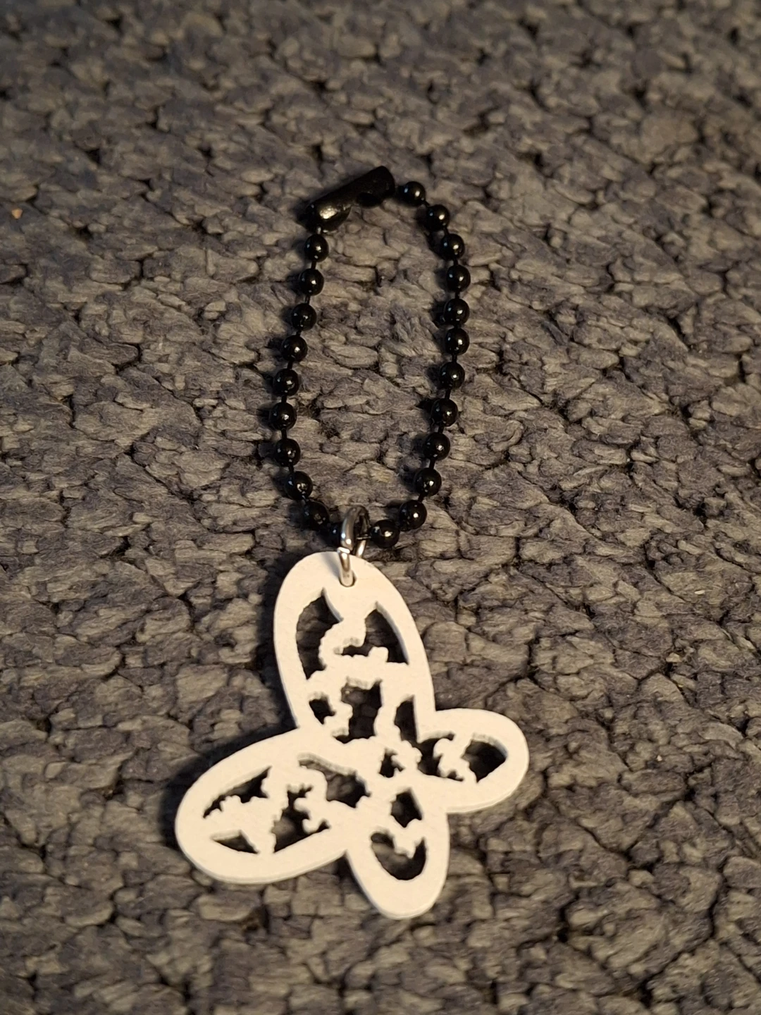White Butterfly Charm with Beaded Keychain - photo 3