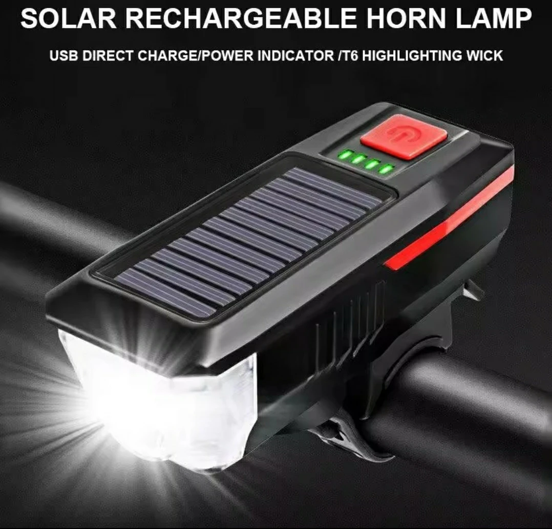 Solar Bicycle Light USB Rechargeable with horn - photo 3