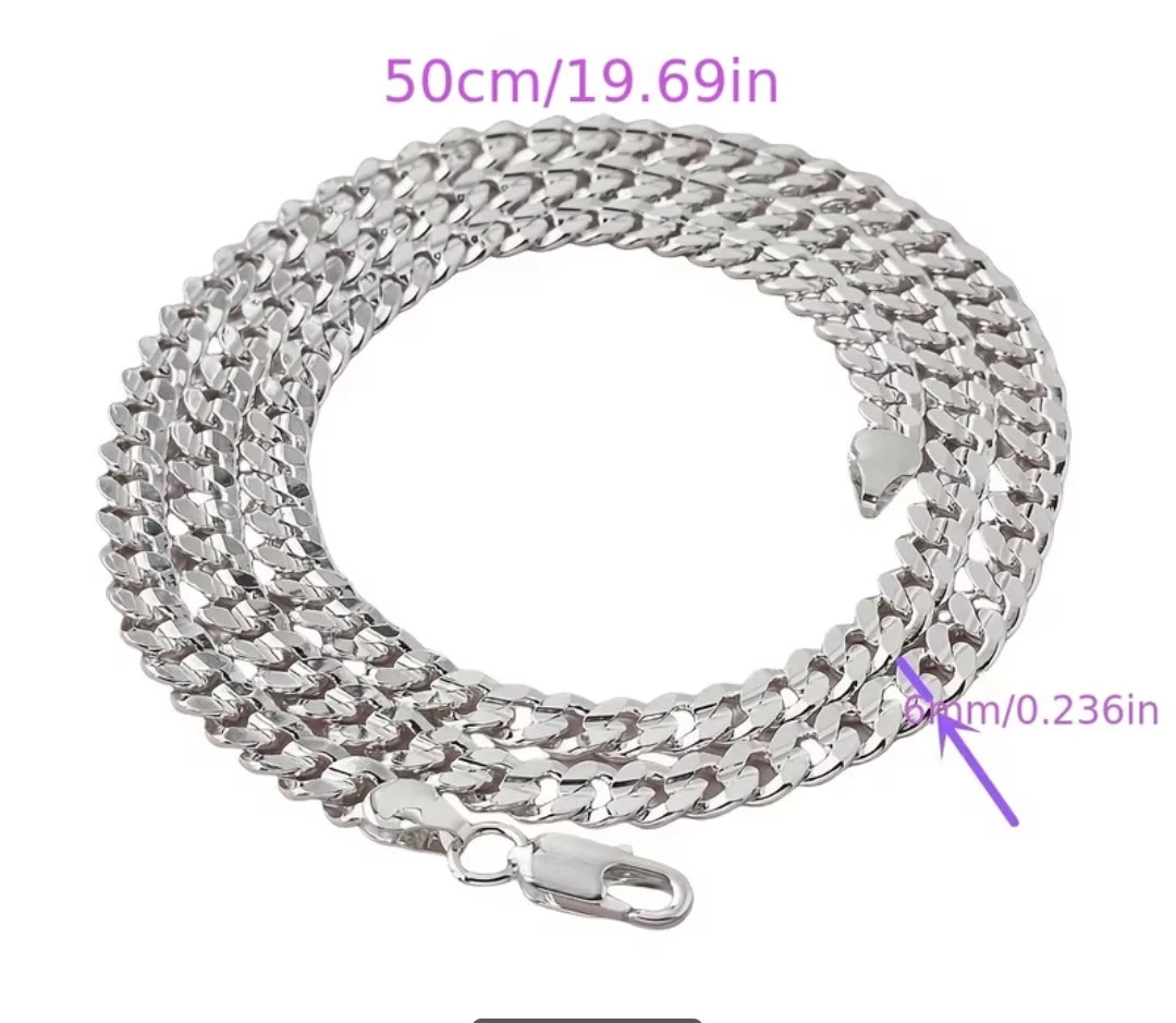 Silver Curb Chain Necklace 50cm 925 - photo 3