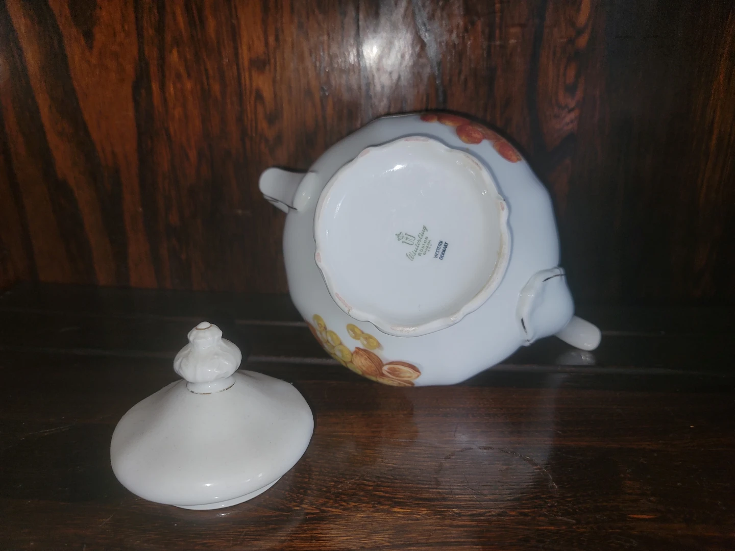 Vintage White Porcelain Teapot with Fruit Design - photo 2
