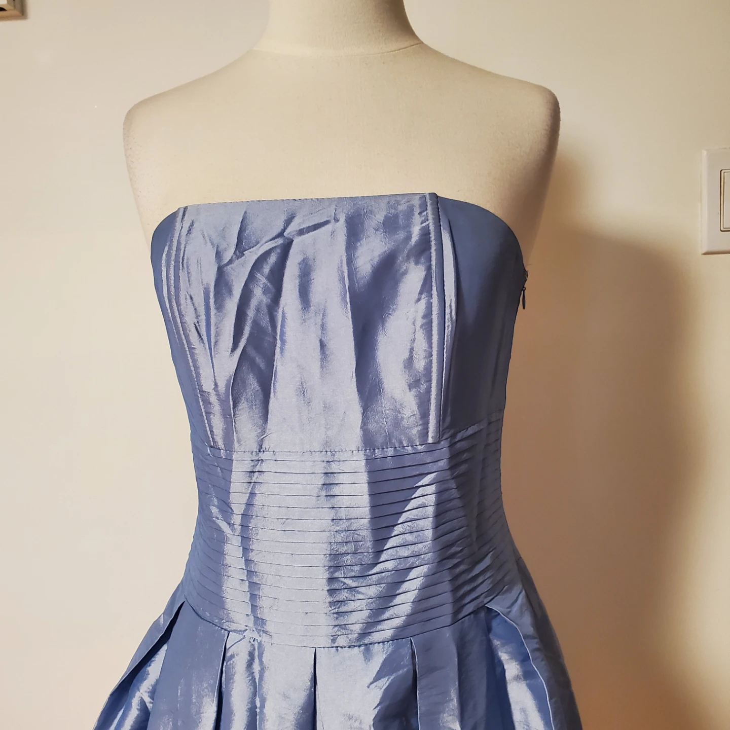 Seduction Light Blue Strapless Dress with Floral Detail
