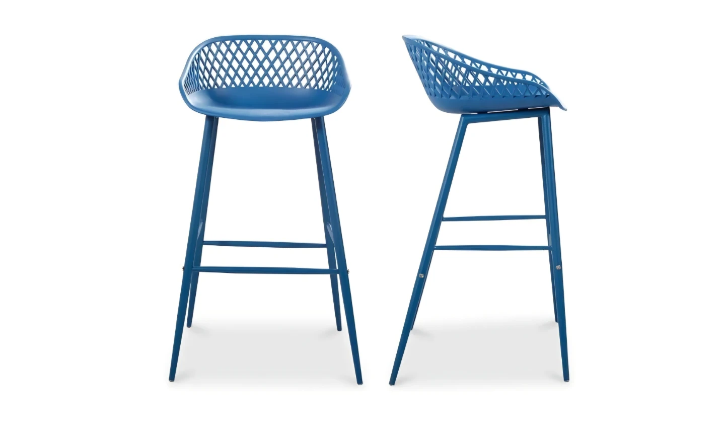 Blue Bar Stool with Lattice Back