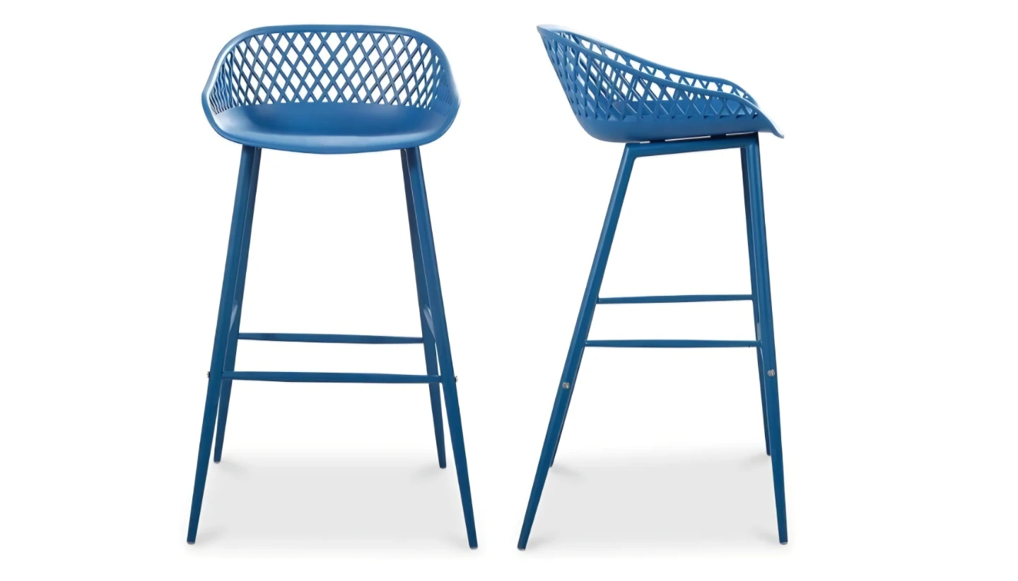 Blue Bar Stool with Lattice Back - photo 2