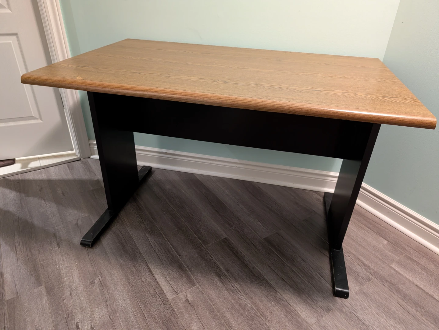 Wooden Top Desk with Black Base