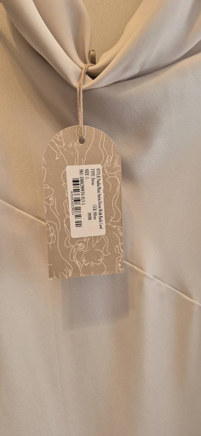 Meshki Nadia Maxi Satin Dress With Back Cowl - Silver , size L - photo 2