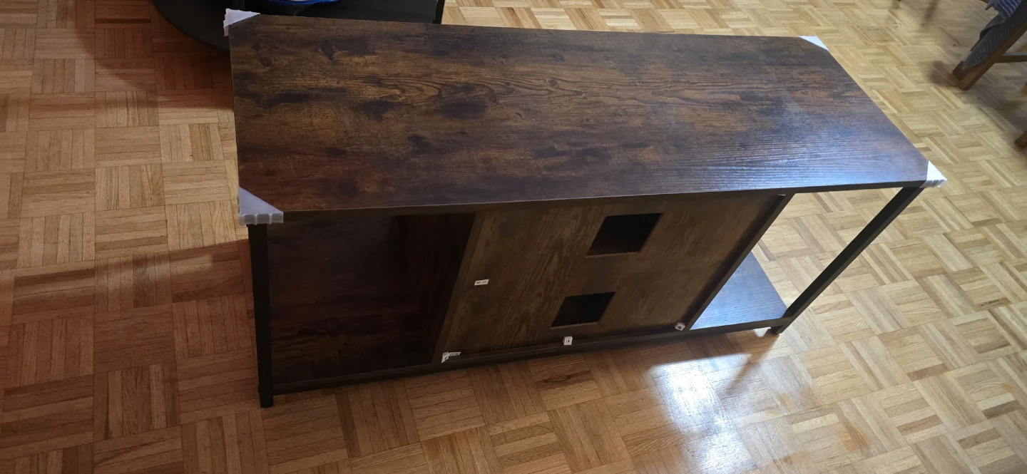 Rustic Brown TV Stand with Shelves - photo 3