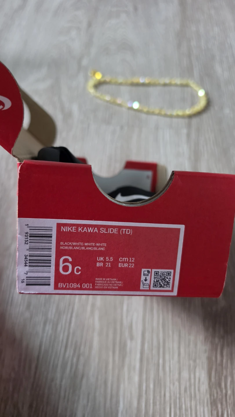 Nike Kawa Slide TD Black/White Size 6c - photo 2