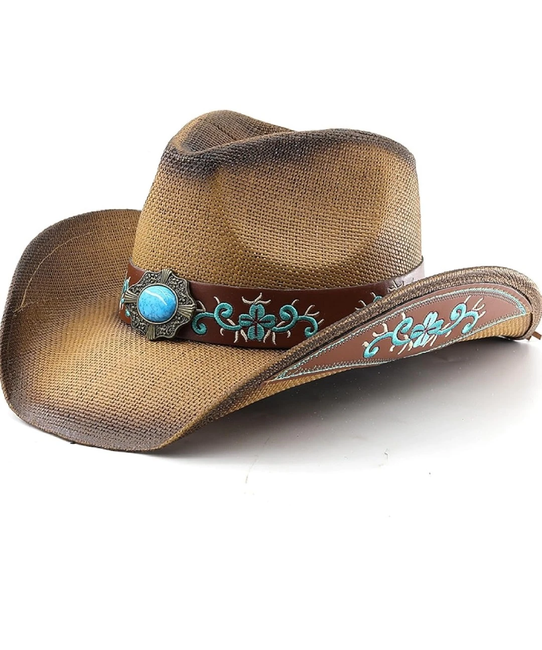 Cowboy Hat with Turquoise Embellishments