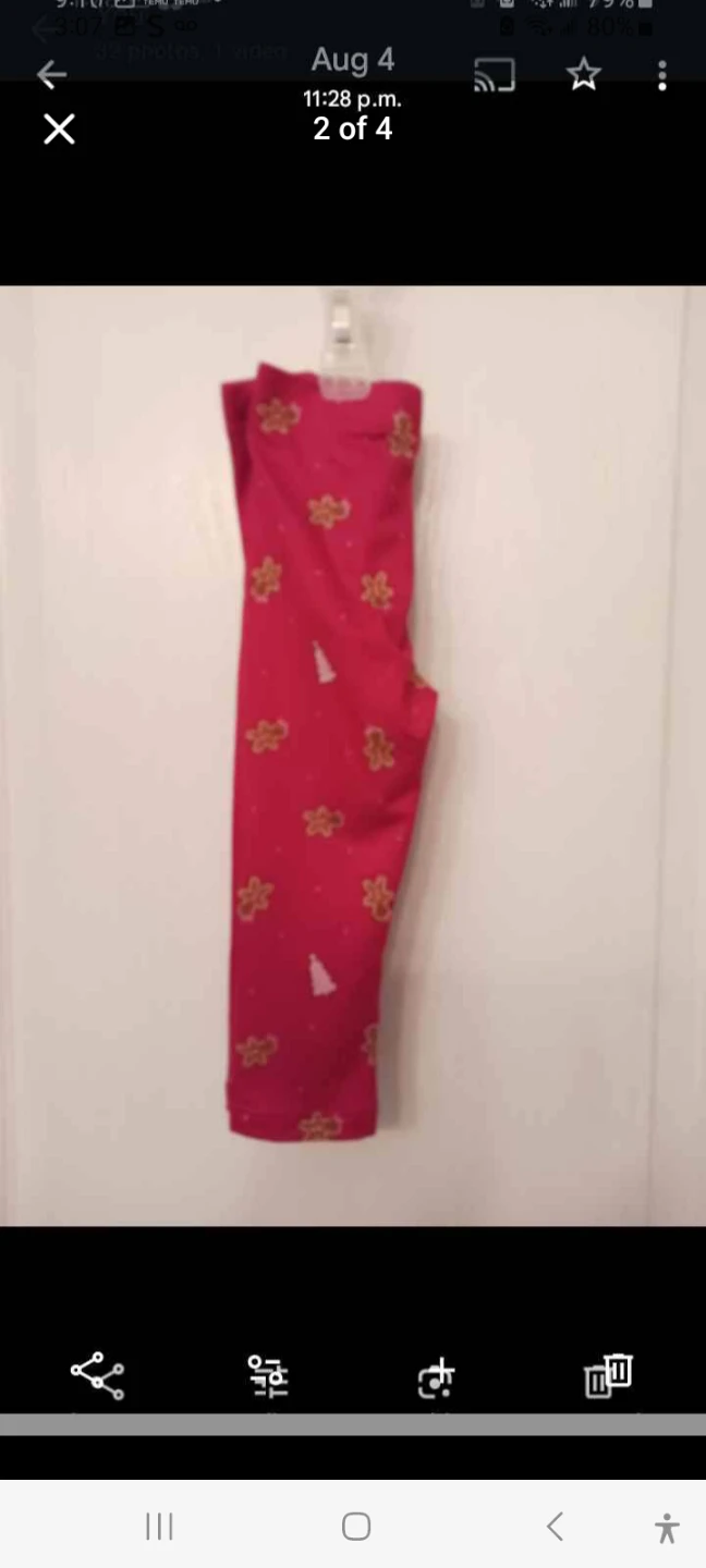 Child's Pink Gingerbread Print Long Sleeve Dress & Leggings Set - photo 2