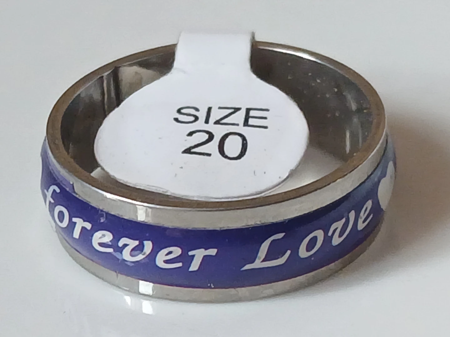 Stainless Steel "Forever Love" Ring - Size 20
