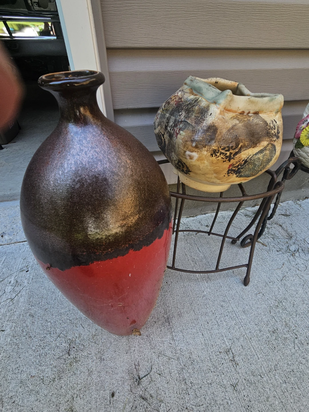 Large Red and Brown Ceramic Vase